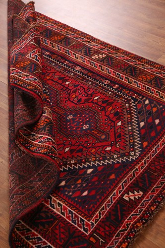 Wool Red Hand-made Traditional Tribal Rug Nomadic Vegetable Dye Carpet 5x6 - Picture 15 of 19