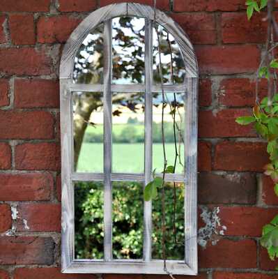 Gartenspiegel 70 cm Gothic rund Stil weiß Used-Look - Innen/Außen