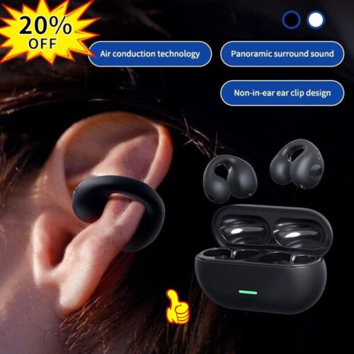 Écouteurs sans fil clip auriculaire à conduction osseuse Bluetooth 5.3 casque de sport - Photo 1/22