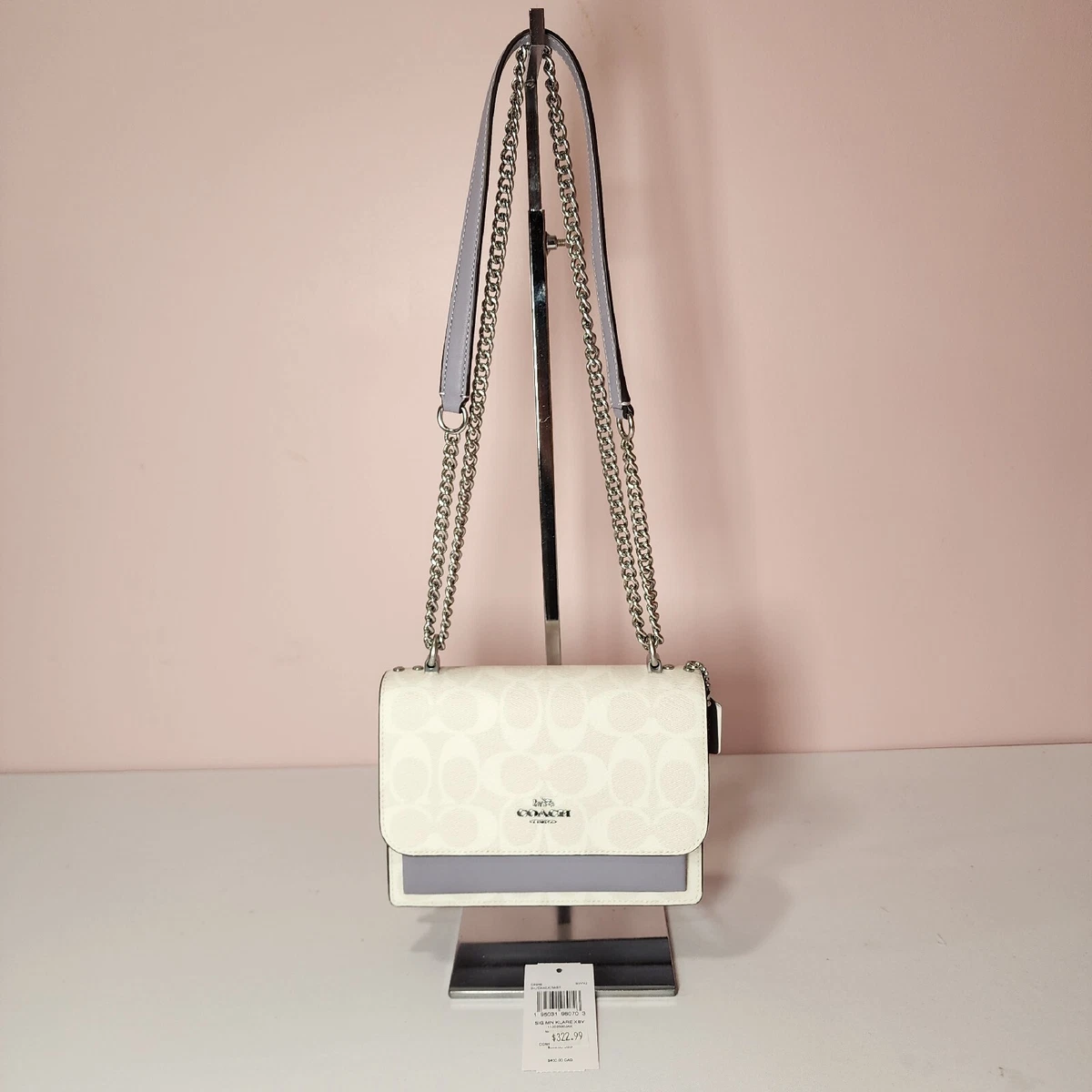 NWT Coach C9946 Mini Klare Crossbody Signature Canvas Smooth Leather Mist Purple