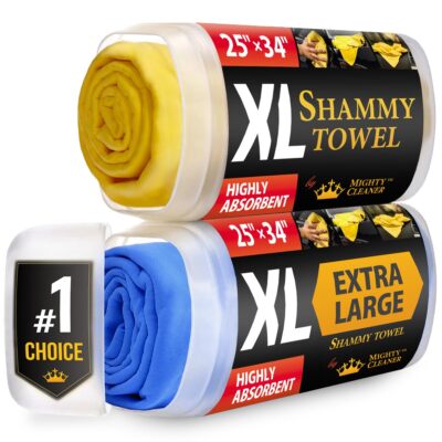 XL Super Absorbent Chamois Towels 2-Pack Scratch-Free for Car Drying Reusable