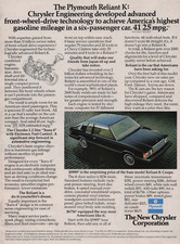 1981 Vintage Print Ad The Plymouth Reliant K Chrysler Engineering advanced