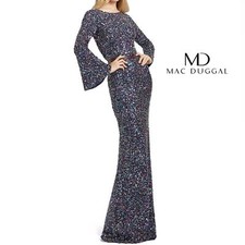 Mac Duggal Sequin Long Sleeve High Neck Gown NWT Size 6