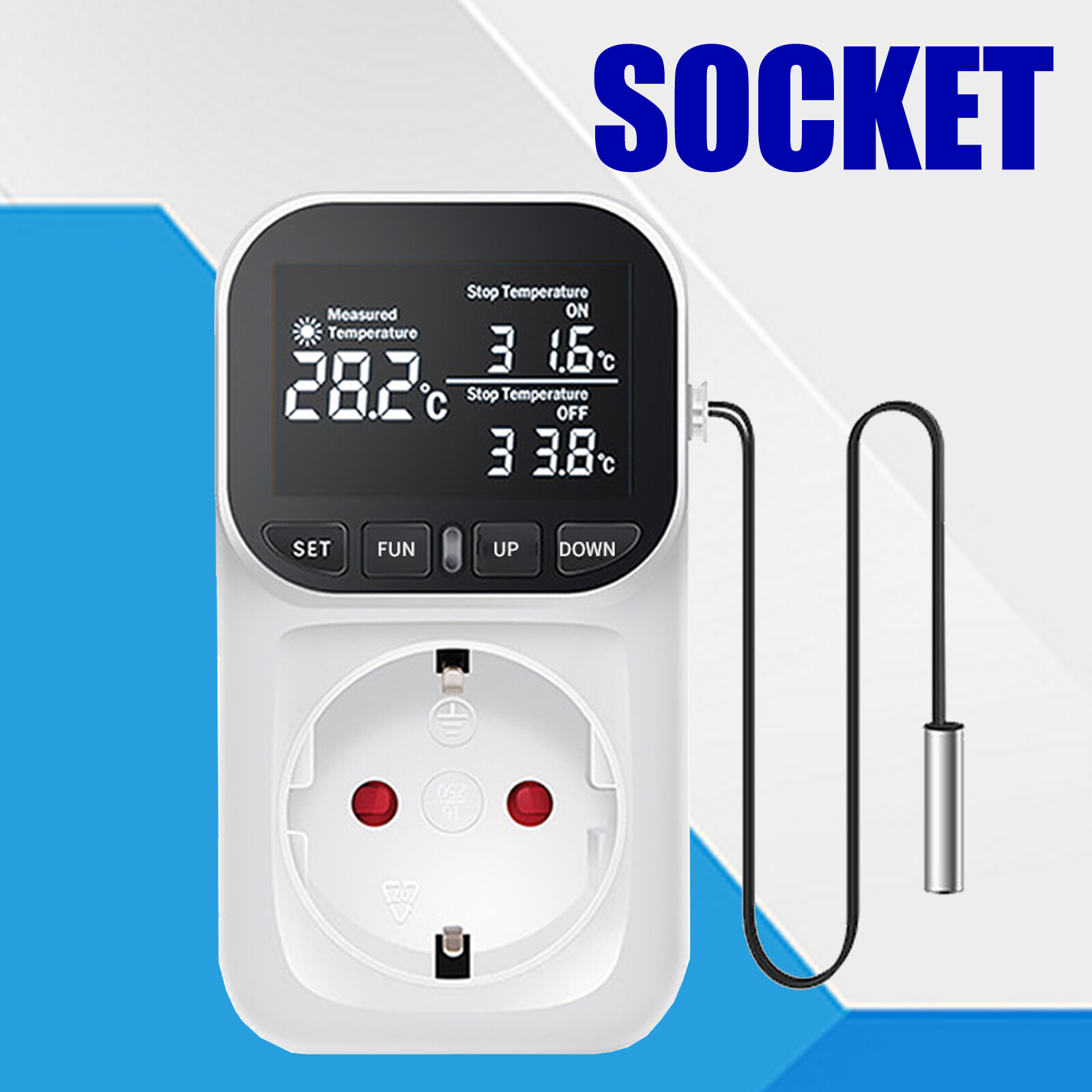 Digital Thermostat Outlet Plug Temperature Controller Outlet Socket 110V LCD