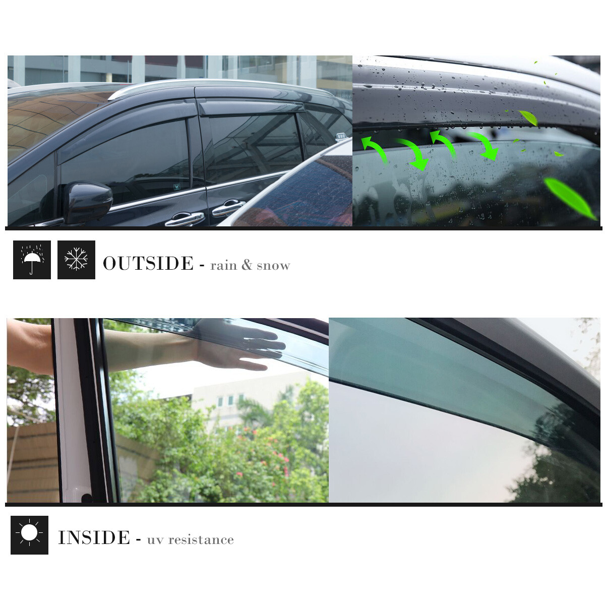 Rain Guards Window Visors Deflector fit 20022008 Ford Crown Victoria