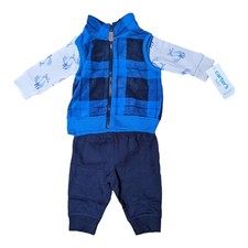Boys Size 3M Carter's 3-Piece Pants Set Includes Vest  Bodysuit Blue Gray Fox