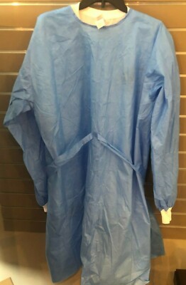 10x Level 2 Disposable Isolation Medical Gowns Blue with Knit Cuffs NEW in Bag 