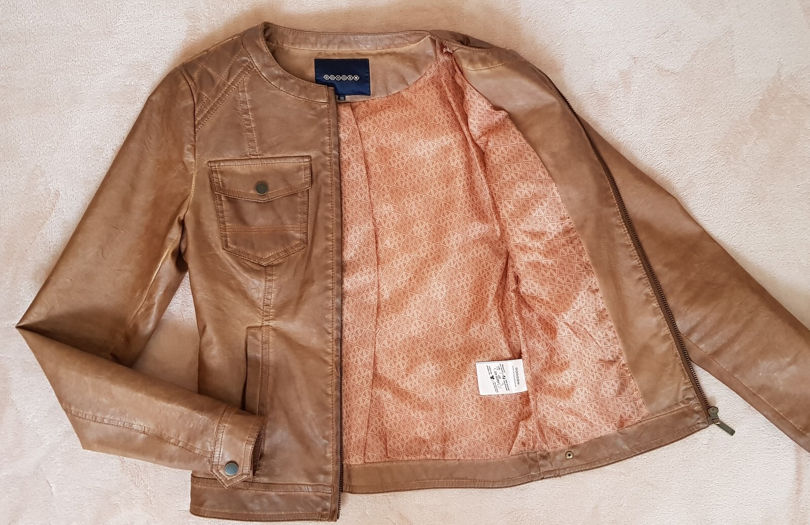 Veste En Simili Cuir Femme Camel