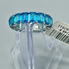 Sterling Silver Blue Cubic Eternity Band Ring. New