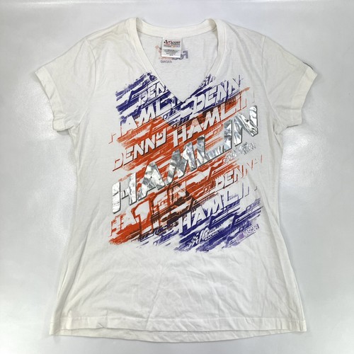 Nascar Chase Aunthentics Fedex Racing V-neck White Top T-Shirt Women’s Size XL
