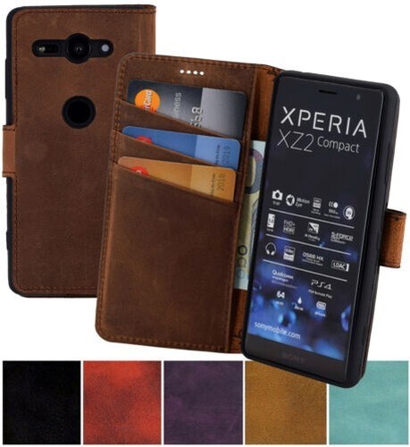 Custodia Portafoglio Con Supporto Magnetico Per Sony Xperia XZ2 Compact - Pelle PU E TPU - Slot Per Carte - 2