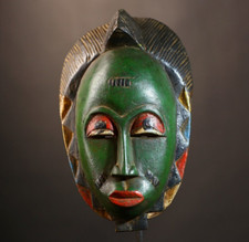 Maschera Baule verde africano decorazione scultura unica stile culturale arte...