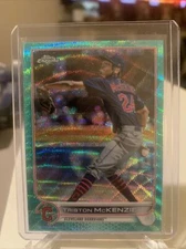 2022 Topps Chrome Triston McKenzie Aqua Wave Refractor /199 Cleveland Guardians