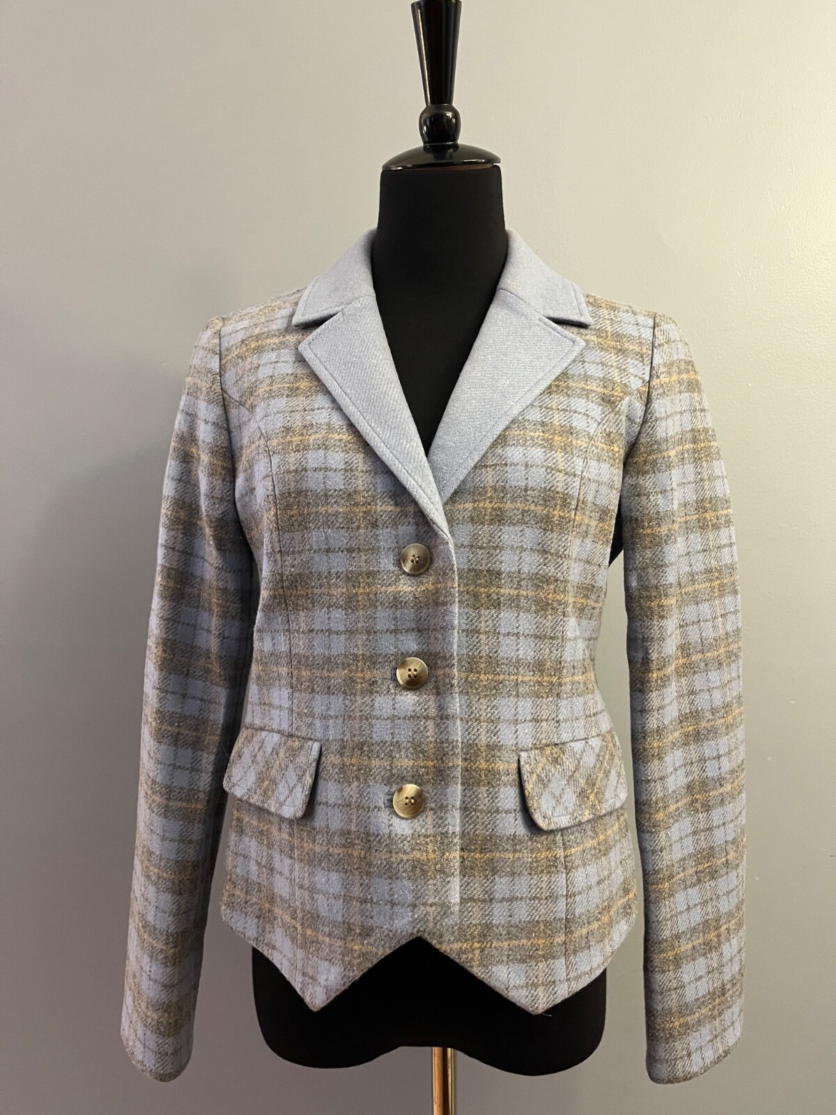 Pendleton Blue Tweed Plaid Fitted Button Blazer W… - image 1