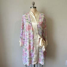 Vintage VICTORIA'S SECRET Gold Label Kimono Robe Womens OSFA Multi Floral Satin