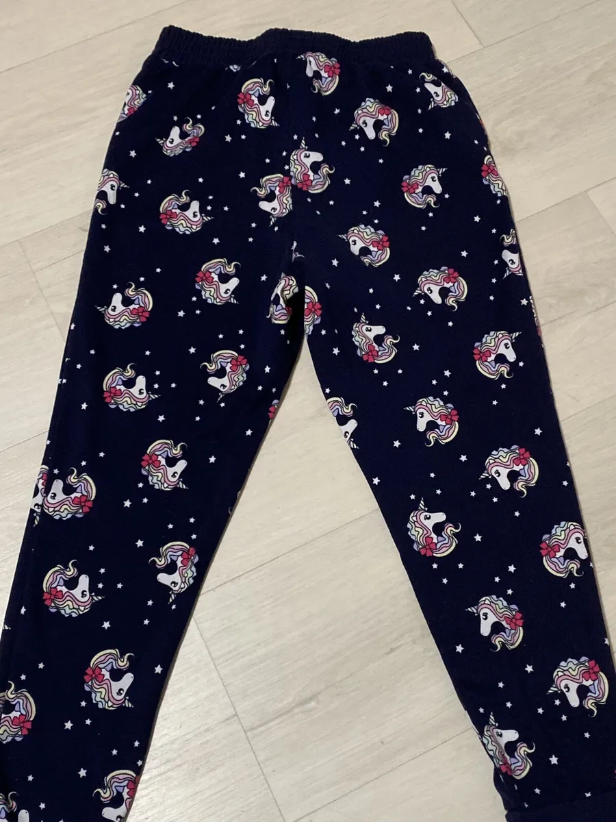 SHOSHO Girls Jogger Lounge Pants Size 7/8 Navy Stretchy Unicorn
