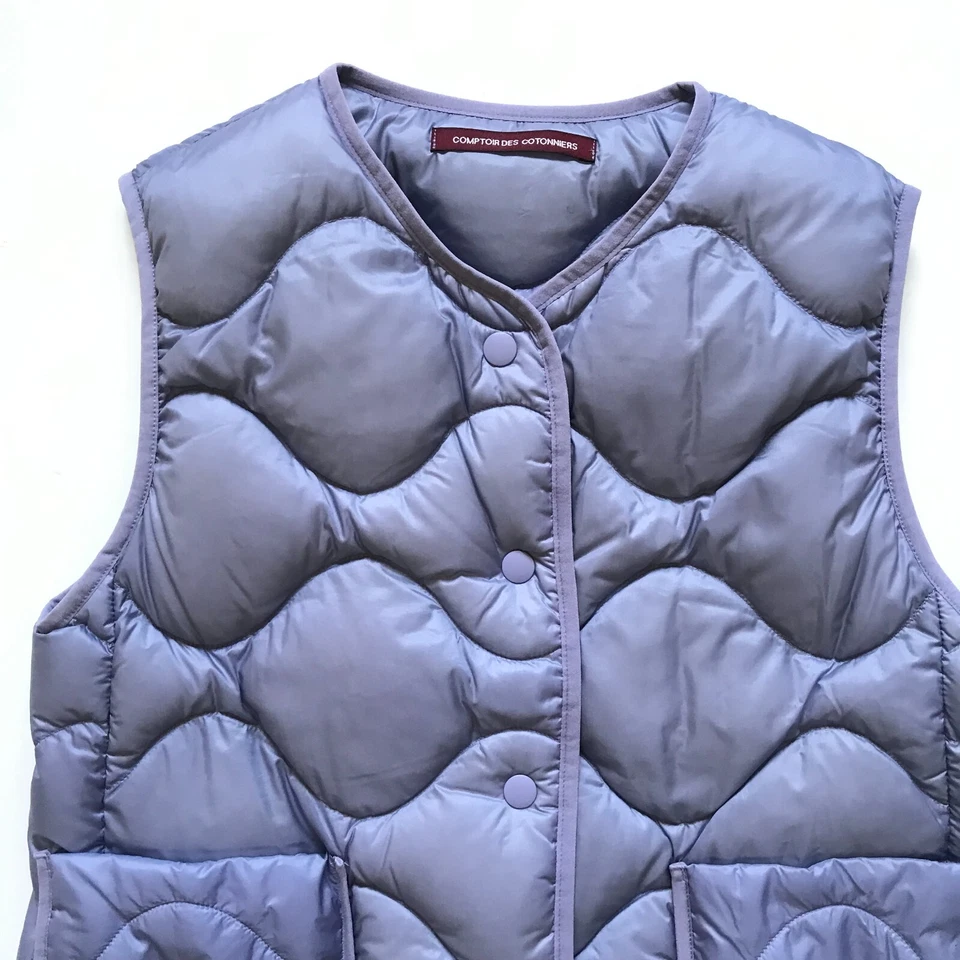 Colete acolchoado feminino Comptoir des Cottoniers XXS 34 azul com zíper preenchido - Imagem 2 de 4