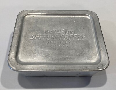 Vintage Aluminum BerNARdin Speed-E-Freeze 1 Pint Storage Container Tin USA 1950s