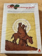 VTG Rare Latch Hook Rug Kit Mary And Joseph 1978 Columbia Minerva 20 x 27 Xmas