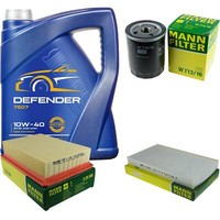 MANN-FILTER Inspektionspaket 5L Mannol Defender 10W-40 FüR Fiat Brava 1.6 16V
