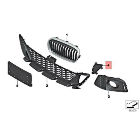 Cache de canal d'air de frein avant droit BMW 2 GT F46 M 51118063886 d'origine