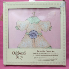 OshKosh Baby Wall Hangings Decorative Canvas Art 10" x 10" 2pc NIP