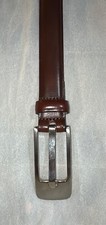 Rodier Brown Leather Belt with large Silvertone buckle France
