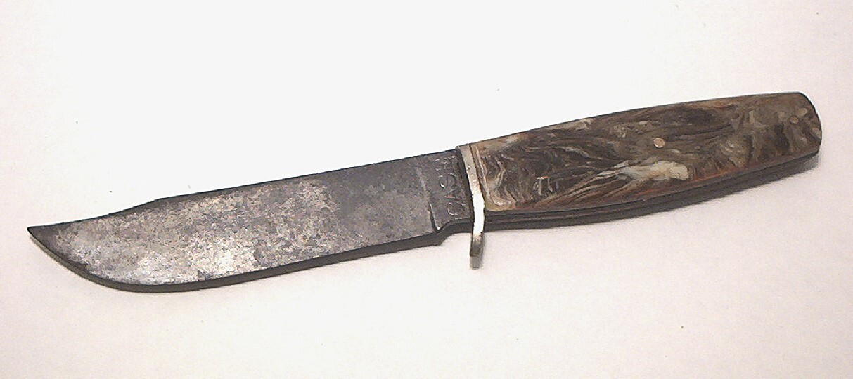 1920s CASE 7 3/4" YOUTH HUNTING KNIFE WITH UNUSUAL MARBLIZED JADE GREEN