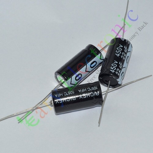 Amplificador de tubo de condensadores polarizados electrolíticos electrolíticos axiales 450V 22uf 105C cables largos 20 un. - Imagen 3 de 3