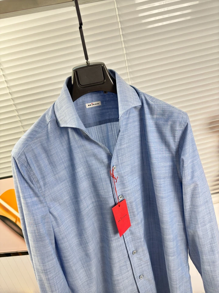 kiton Men's casual long sleeve shirt fashion lapel button down shirt - Image 3 of 4