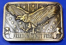 Freedom is Not Free Flying Eagle Stars Stripes Patriots NOS Belt Buckle