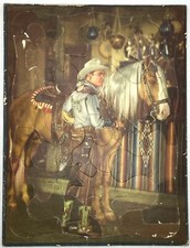 1948 ROY ROGERS cardboard jigsaw puzzle, pieces intact, 11.5" x 15" - Trigger