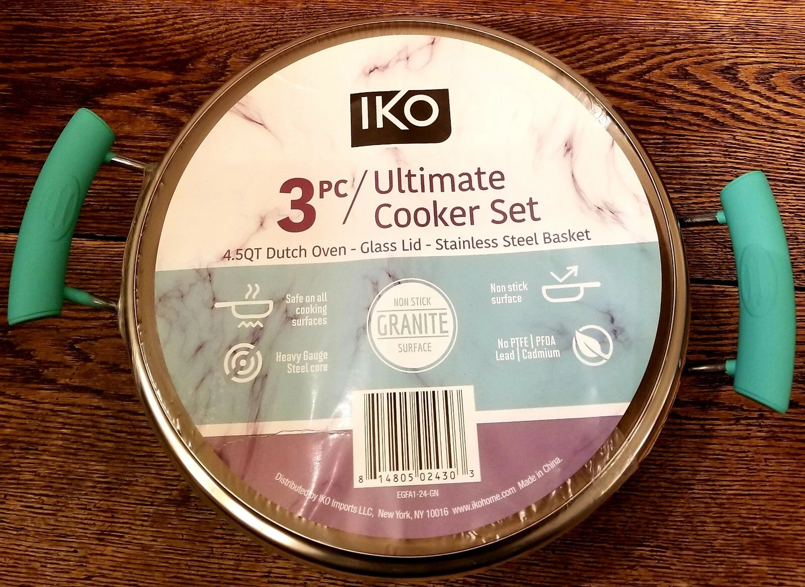 IKO 4.5 Quart Dutch Oven w/ Glass Lid & Stainless Basket 3 Piece Non-Stick NIP
Opens in a new window