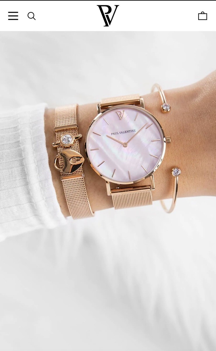 Stylish Watches Paul Valentine Lederarmband Uhr Silver Seashell