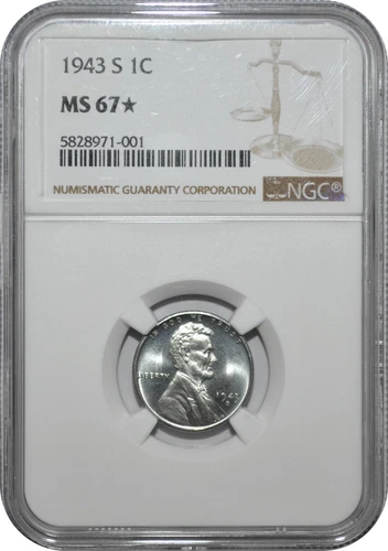 1943 S 1c Lincoln Steel Wheat Cent NGC MS 67 Star New Holder