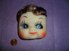 Vintage Vinyl Baby Doll Face with Brown Hair and Blue Eyes