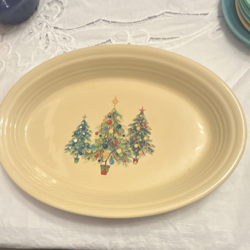 Fiesta Christmas Tree Oval Platter Ivory 13.5” 