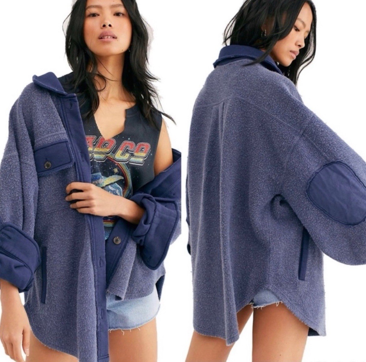 FREE PEOPLE Ruby Jacket Shacket - Indigo Blue - M… - image 1