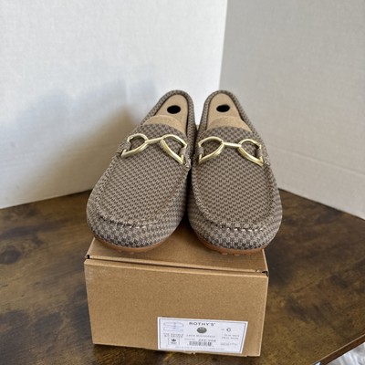 Rothy s The Double Bit Driver Loafer Latte Microcheck Size 6 NEW