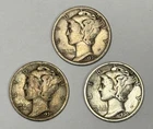 1930 S Mercury Dime 10¢ (90% Silver) ~ Lot of 3