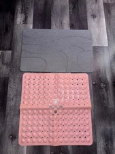 Non Slip Shower Mat with Drain Holes & Stone Diatomaceous Bath Mat