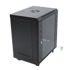 12U Wall Mount Network Cabinet 15.5" Deep Locking Glass Door Enclosure
