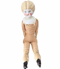 Antique China Shoulder Head Doll Cloth Body Composition Limbs 18 Blonde