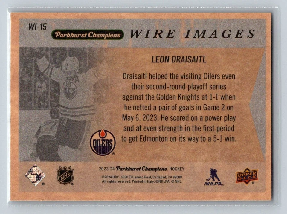 2023-24 Upper Deck Parkhurst Champions - Wire Images Leon Draisaitl #WI-15 - Image 2 of 2