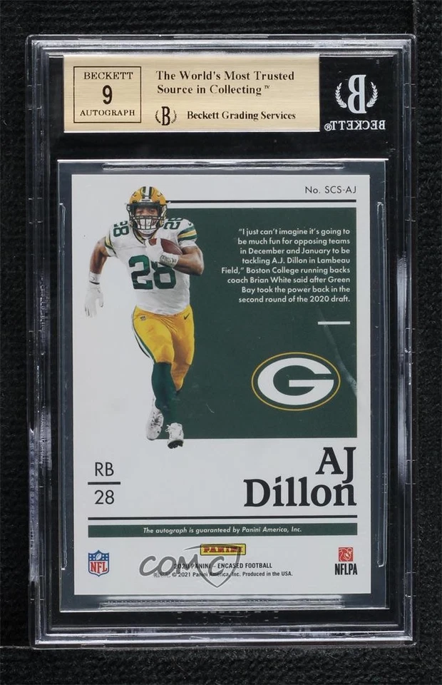 2020 Encased Scripted Signatures Sapphire /50 AJ Dillon BGS 9.5 Rookie Auto RC - Image 2 of 2