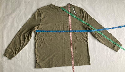 Men Soft Long Sleeve Shirt XL heavyweight Crew Neck 100% Cotton Green