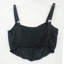ASTR the Label Black Corset Crop Top Hook Eye Front Smocked Back ACT17368 Size M