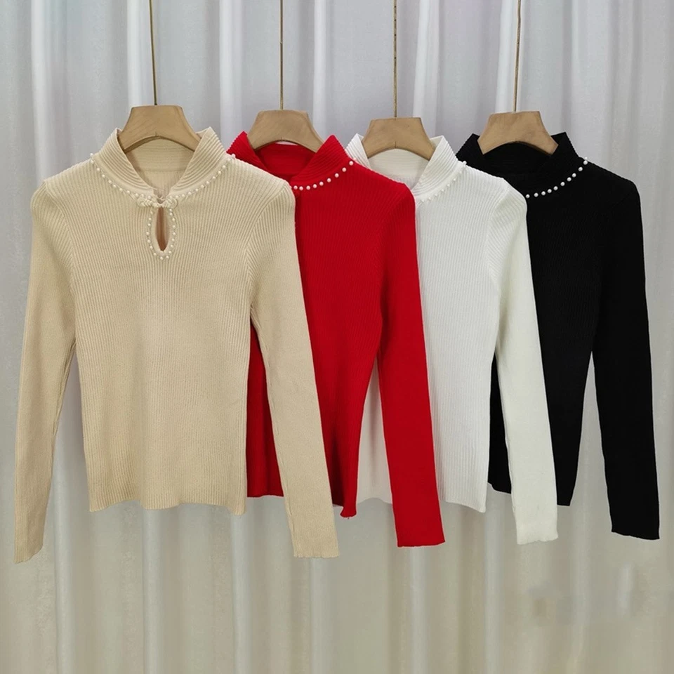 and Stylish Women's Spring Sweater Top with Disc Buttons in Unique Design - Image 2 of 4