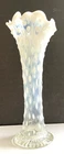 Antique NORTHWOOD Clear w/ White Milk Glass Tree Trunk Bark Vase c1900