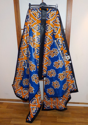 Afrikanischer Stoff Tuch Decke Baraka Kitenge Kanga Leso orange blau 310x110cm
